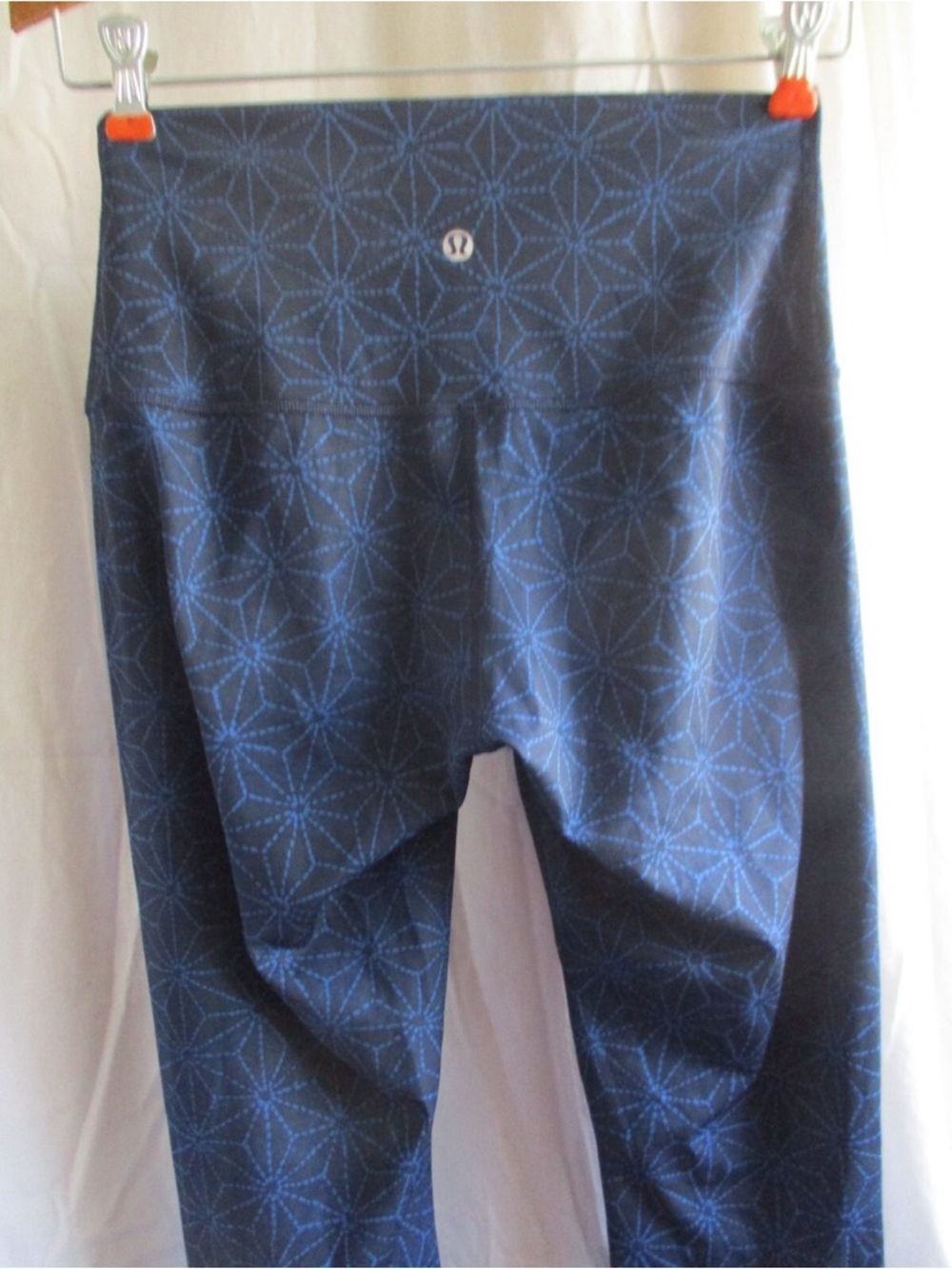 Lululemon Geometric Leggings Blue Roll Down Waist